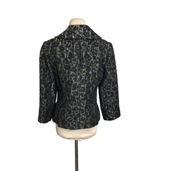 Flores & Flores animal print textured 3 button cocktail blazer size 4 - Picture 4 of 12